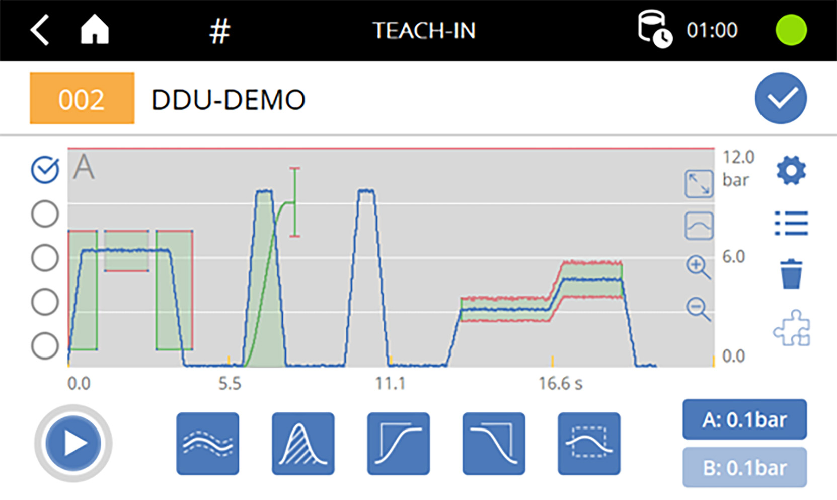 The envelope curve, integral, and control box monitoring options offer great flexibility and intuitive usability. 