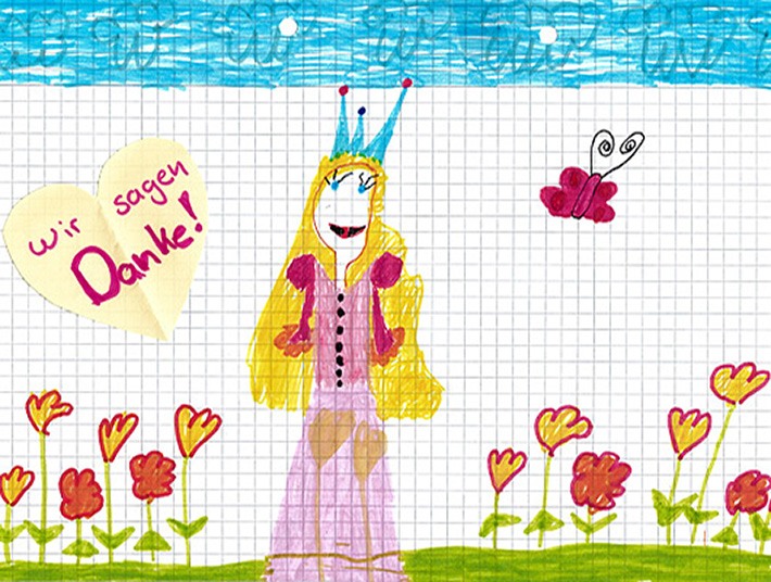 WeltKinderLachen Zeichnung Wir sagen Danke